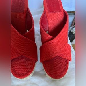 Tory Burch sandals with gold emblem